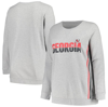 Profile Heather Gray Georgia Bulldogs Plus Size Side Stripe Fleece Pullover Sweatshirt In Heather Gray