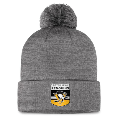 Fanatics Branded  Gray Pittsburgh Penguins Authentic Pro Home Ice Cuffed Knit Hat With Pom