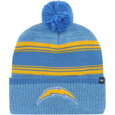 47 ' Powder Blue Los Angeles Chargers Fadeout Cuffed Knit Hat With Pom