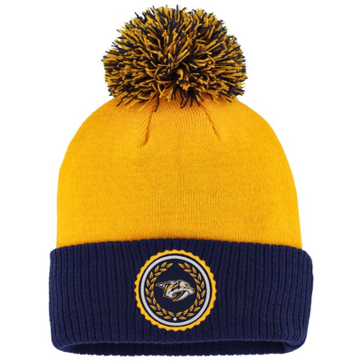 Adidas Originals Adidas Gold Nashville Predators Laurel Cuffed Knit Hat With Pom