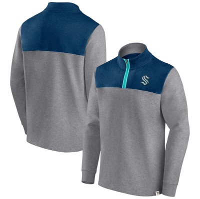 Fanatics Branded Heather Grey Seattle Kraken Launch It Quarter-zip Jacket