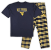 PROFILE PROFILE NAVY WEST VIRGINIA MOUNTAINEERS BIG & TALL 2-PACK T-SHIRT & FLANNEL PANTS SET