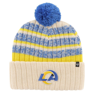 47 '  Natural Los Angeles Rams  Tavern Cuffed Knit Hat With Pom In Cream