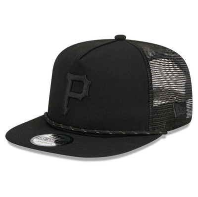 New Era Pittsburgh Pirates Black On Black Meshback Golfer Snapback Hat
