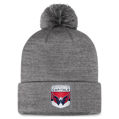 Fanatics Branded  Gray Washington Capitals Authentic Pro Home Ice Cuffed Knit Hat With Pom