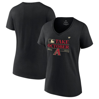 Fanatics Branded  Black Arizona Diamondbacks 2023 Postseason Locker Room V-neck T-shirt