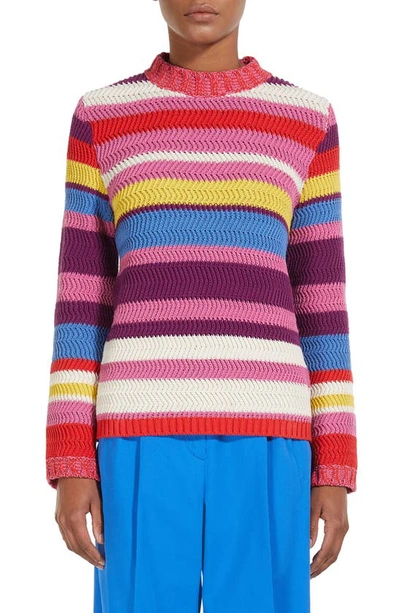 Weekend Max Mara Cotton-blend Striped Sweater In Neutral