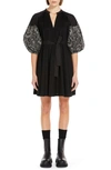 WEEKEND MAX MARA FINGERE EMBROIDERED SLEEVE COTTON JERSEY DRESS