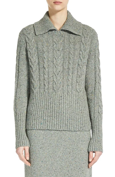 Weekend Max Mara X Kate Phelan Cable-knit Tweed Jumper In Medium Grey