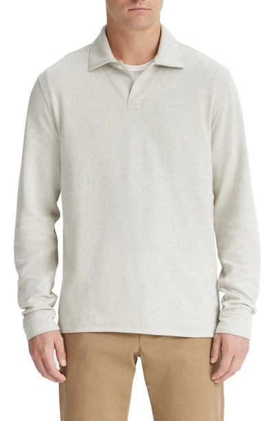 Vince Double Face Long Sleeve Polo In Stone Beach