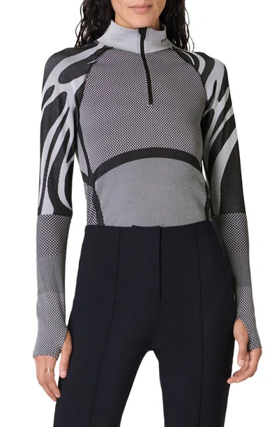 Sweaty Betty Abstract Quarter Zip Base Layer Top In Black
