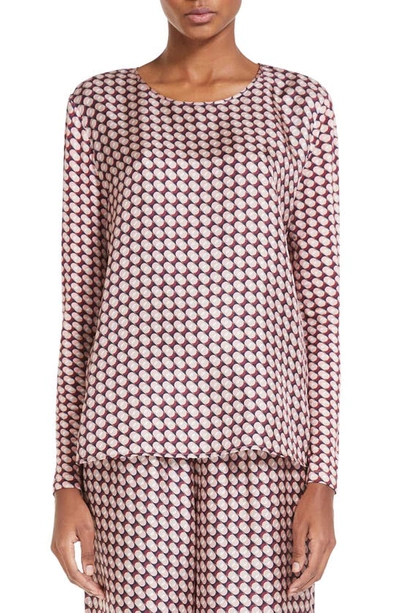 Max Mara Scrigno Long Sleeve Silk Blend Top In Pink