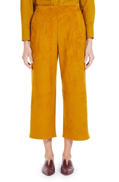 Max Mara Cropped Straight-leg Faux Suede Pants In Ochre