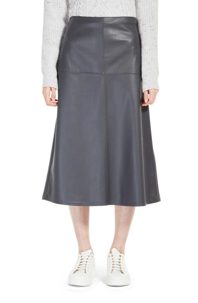 Max Mara Renata Faux Leather Midi Skirt In Grey