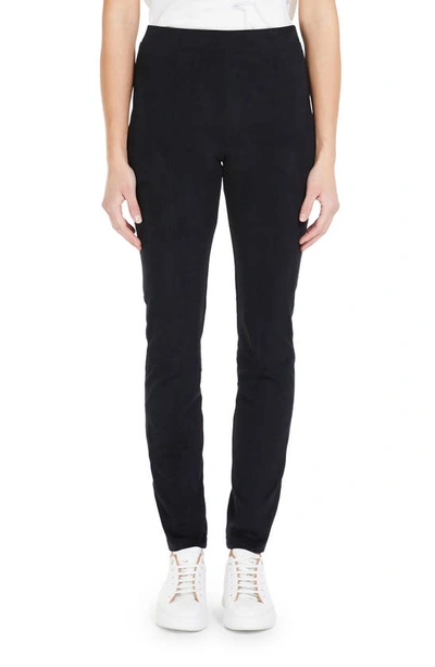 Max Mara Skinny Faux Suede Leggings In Navy