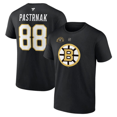 Fanatics Branded David Pastrnak Black Boston Bruins Authentic Stack Name & Number T-shirt