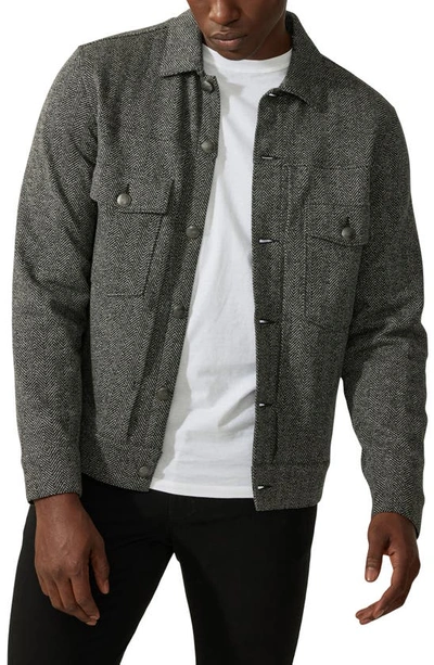 Good Man Brand Herringbone Trucker Jacket In Black