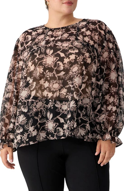 Sanctuary Print Ruffle Moment Top In Midnight I
