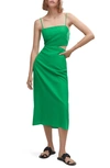 Mango Cut-out Linen-blend Dress Green