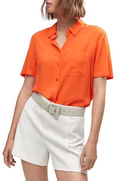 Mango Pocket Oversize Shirt Orange