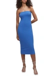 Mango Strapless Dress Blue In Blue