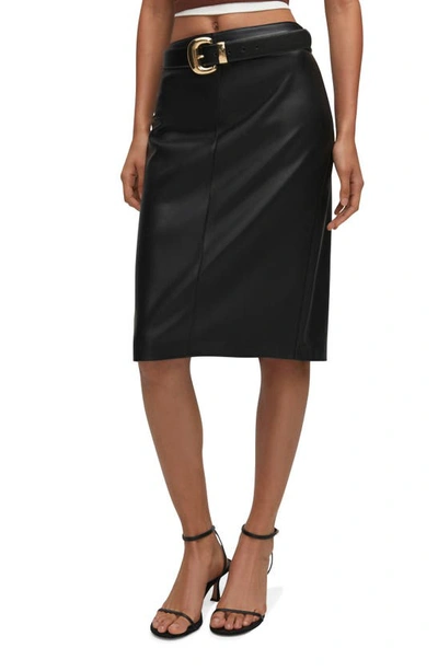 Mango Faux Leather Pencil Skirt In Black