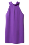 Mango Tie Back Keyhole Cutout Minidress In Medium Purple