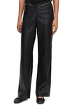 Mango High Waist Straight Leg Faux Leather Pants In Black