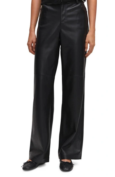 Mango High Waist Straight Leg Faux Leather Pants In Black