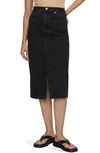 Mango Denim Midi Skirt In Black Denim