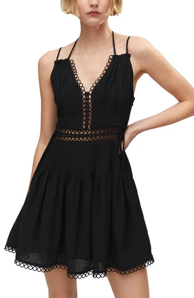 Mango Open Work Minidress In Black