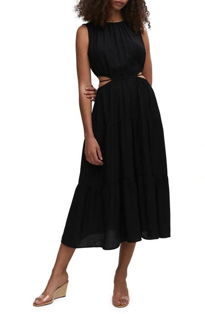 Mango Cutout Midi Dress In Black