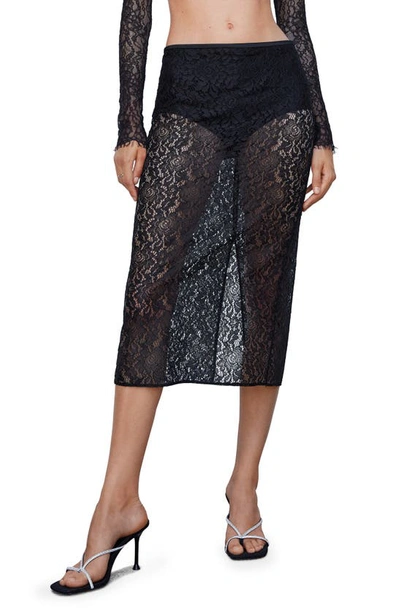 Mango Lace Midi Skirt In Black