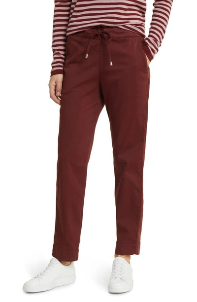Max Mara Terreno Drawstring Stretch Cotton Ankle Pants In Brick Red