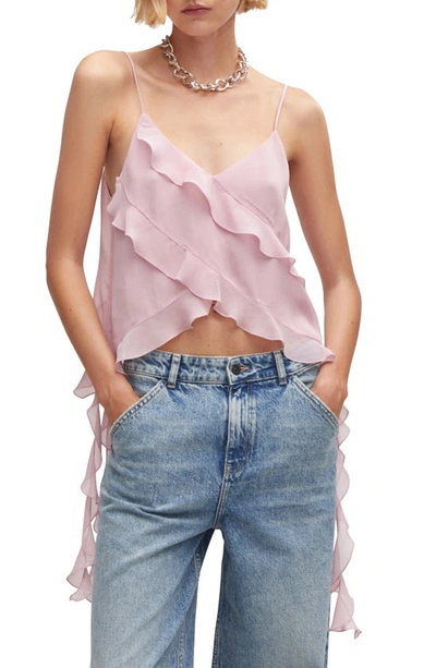 Mango Women's Chiffon Ruffle Top In Pale Pink