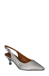 J. Reneé Ferryanne Pointed Toe Slingback Pump In Steel Gray Satin/ Rhinestones