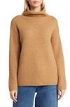 Nordstrom Fuzzy Cowl Neck Sweater In Camel Heather
