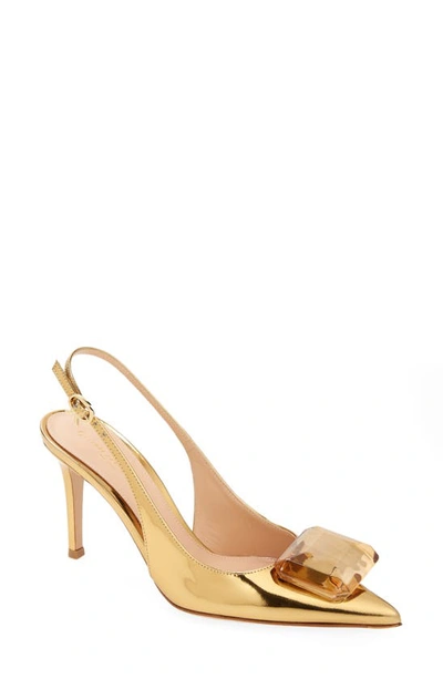 Gianvito Rossi Jaipur Pointed Toe Slingback Pump In Gold