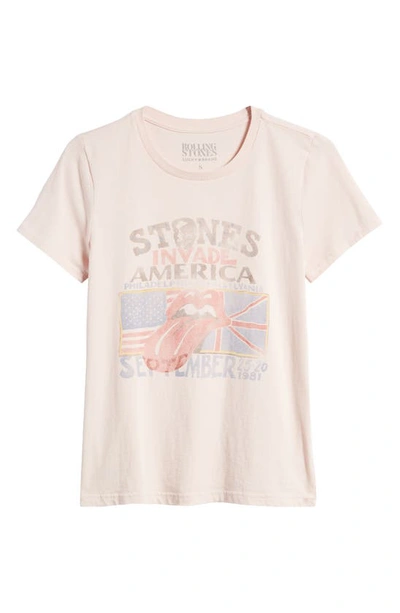 Lucky Brand Women's Rolling Stones Invade America Cotton T-shirt In Crystal Pink