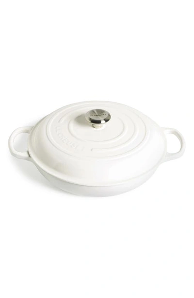 Le Creuset Signature 5 Quart Enameled Cast Iron Braiser In White