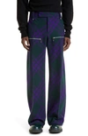 BURBERRY CHECK VIRGIN WOOL KNIT TROUSERS