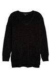 Sanctuary Womens Chenille Pullover V-neck Sweater In Black