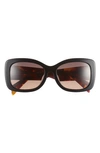 Prada 57mm Rectangular Sunglasses In Grey