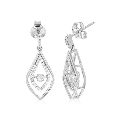 Vir Jewels 3/8 Cttw Dangle Earrings For Women, Round Lab Grown Diamond Dangle Earrings In .925 Sterling Silver, In Metallic