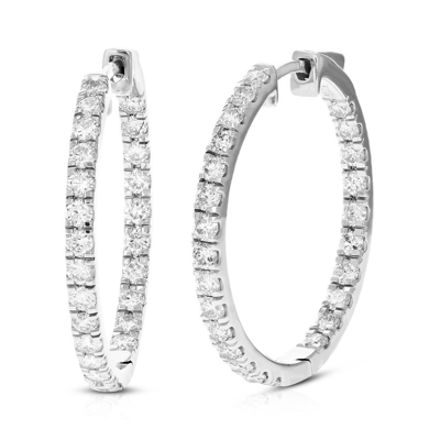 Vir Jewels 2 Cttw Diamond Hoop Earrings For Women, Round Lab Grown Diamond Earrings In .925 Sterling Silver, Pr In Gray
