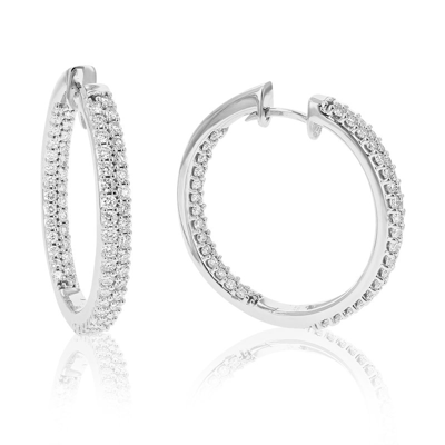 Vir Jewels 2 Cttw Diamond Hoop Earrings For Women, Round Lab Grown Diamond Earrings In .925 Sterling Silver, Pr In Metallic