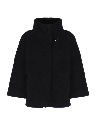 Fay Cape With Wide High Neck And  Hook In Black
