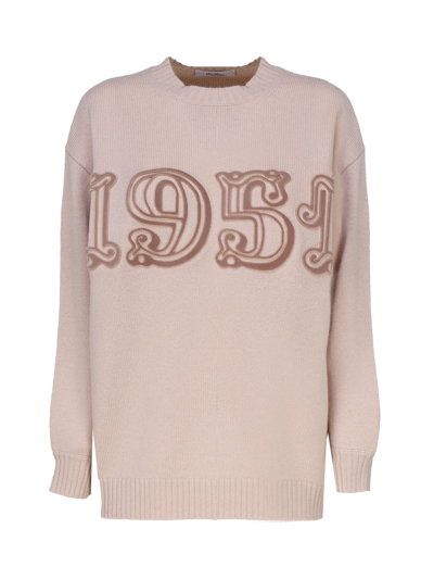 Max Mara Monogram Sweater In Wool And Cashmere In Pink