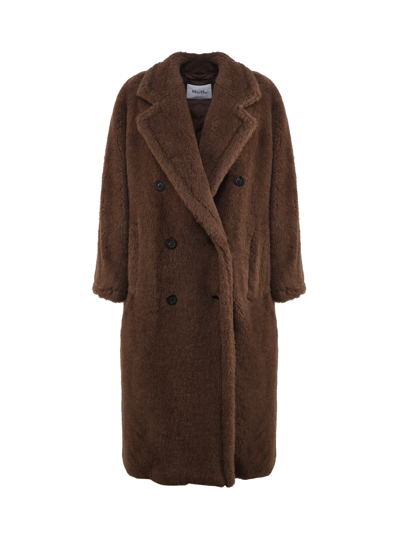 Max Mara Long Teddy Coat In Brown