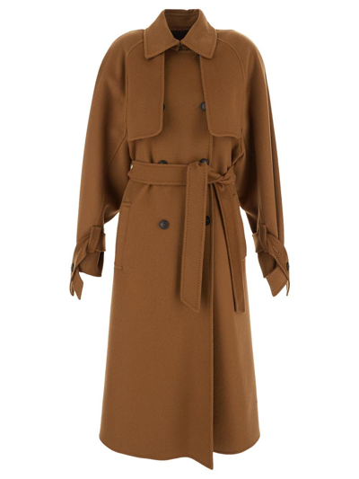 Max Mara Falcone Cashmere Coat In Brown